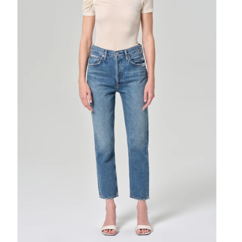 Agolde Riley High Rise Straight Crop In Frequency In Size 26